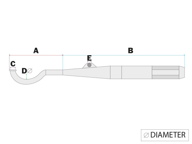 Uitlaat demper 28mm zwart 560mm universeel  product